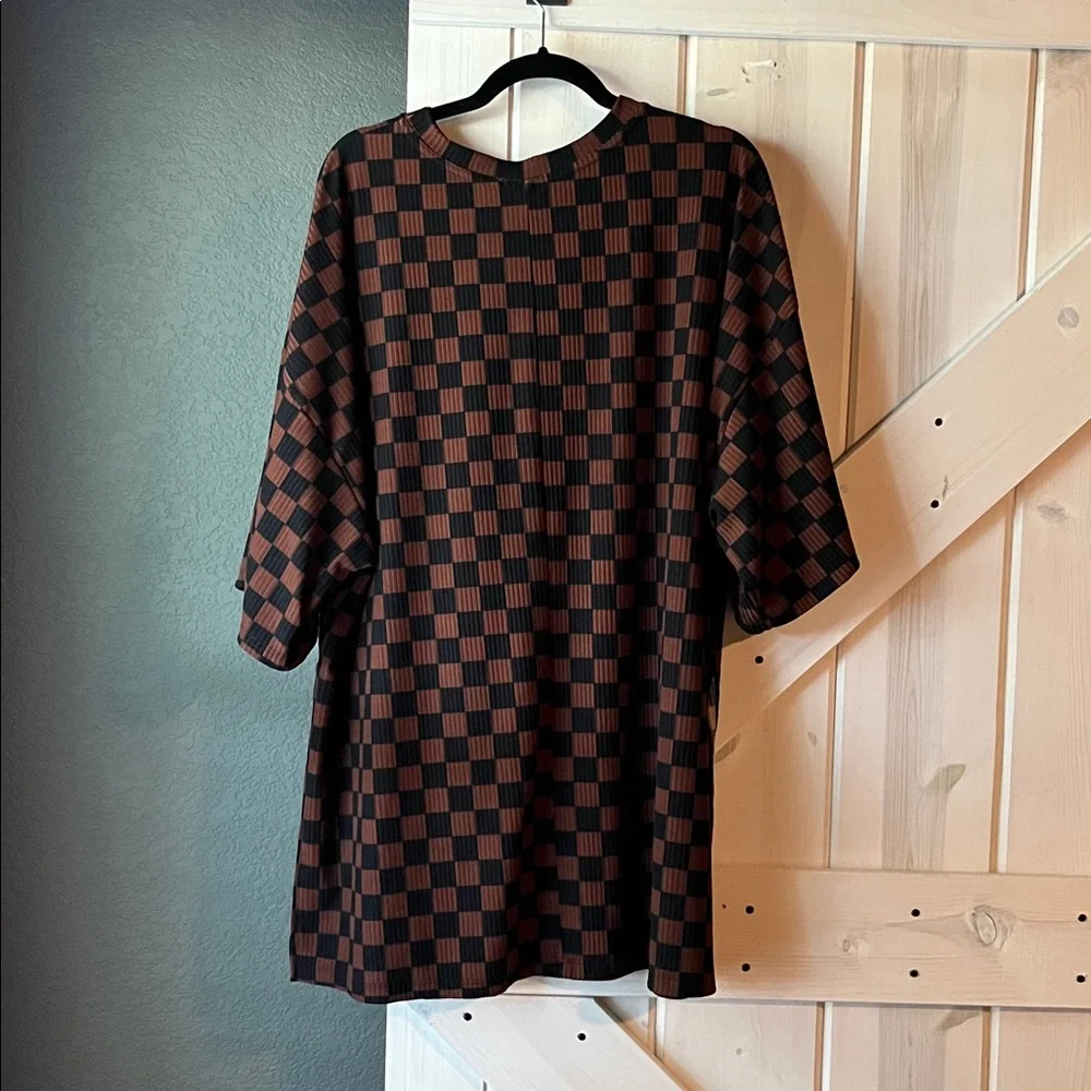 Dressed in LALA Malone Biker set in Mocha and Black Checkerboard - Picture 5 of 16